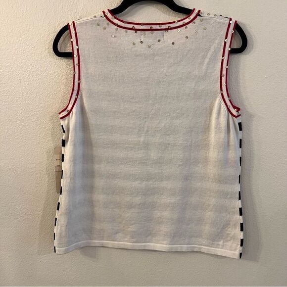 NWT Berek Sleeveless Sweater Size Large Star Americana Beads Sequin 4th Of July - Picture 6 of 6